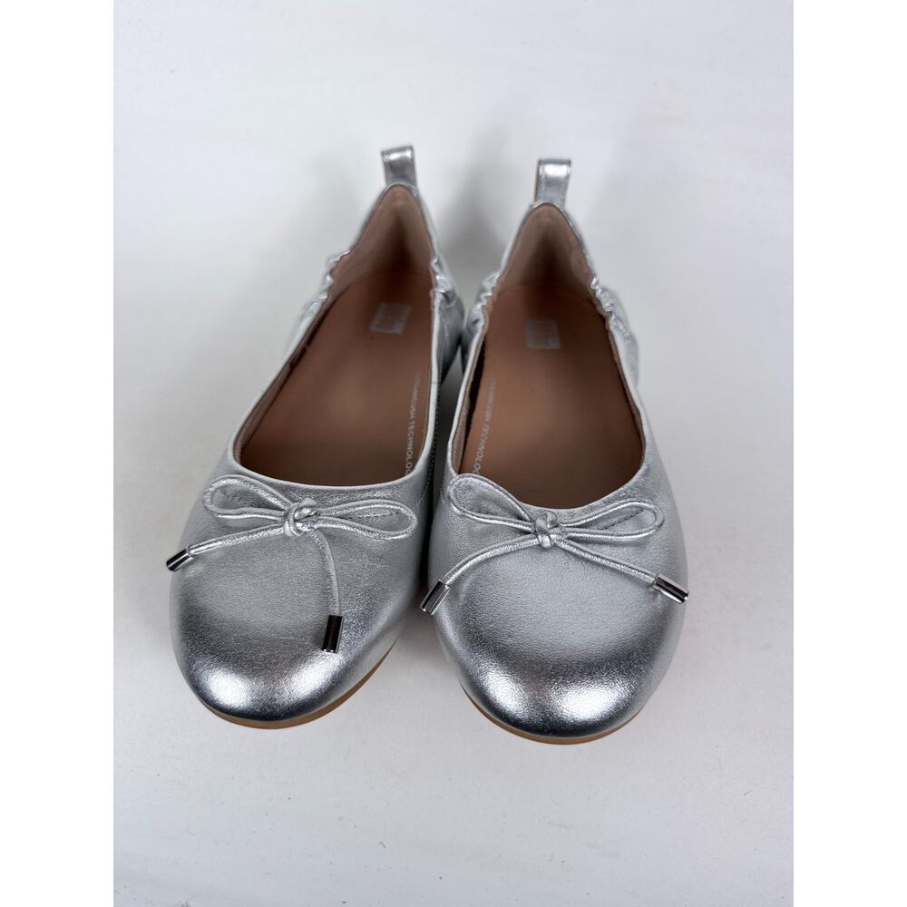 FitFlop Allegro Ballet Pumps Women's 7 Silver Metallic Leather Bow Classic - Picture 4 of 10